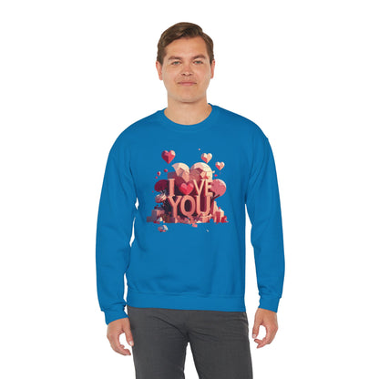 Unisex Heart Love Sweatshirt Floral Valentines Day Cotton Poly Fifty Fifty Blend