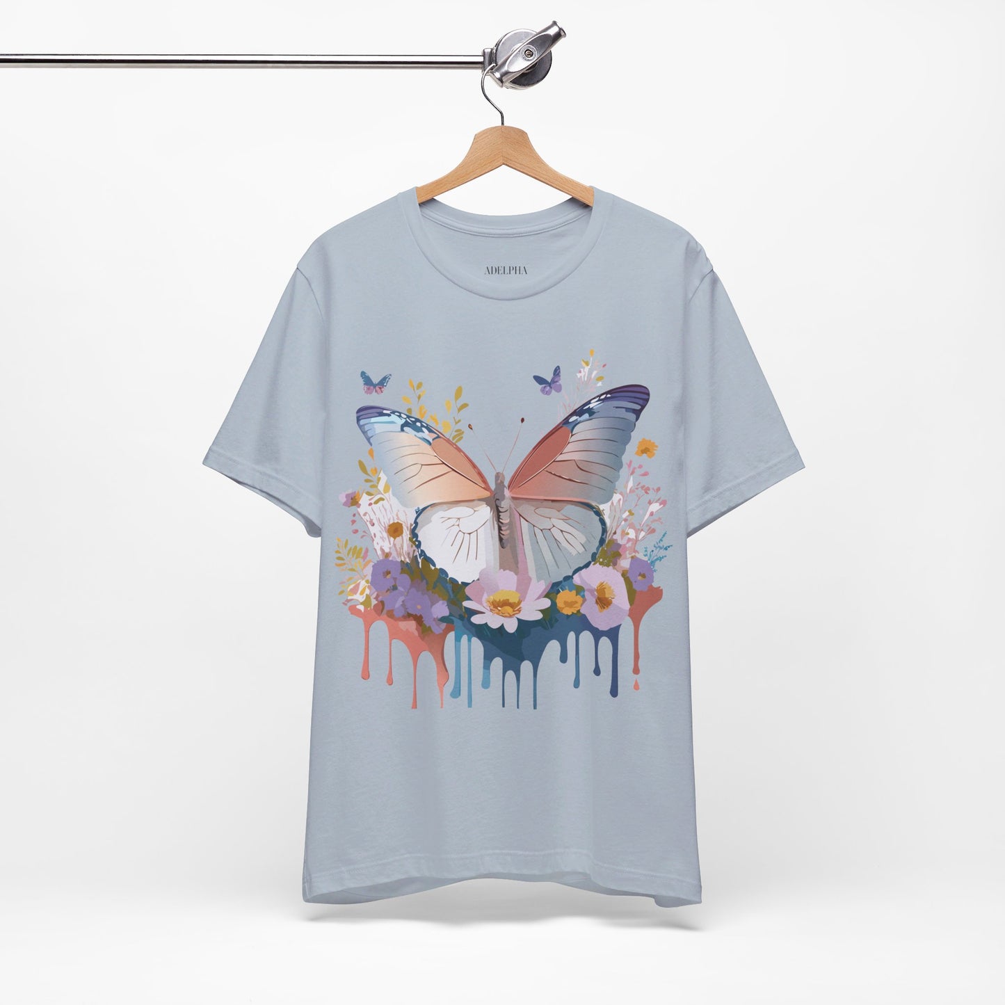 Natural Cotton Tee Shirt with Butterfly