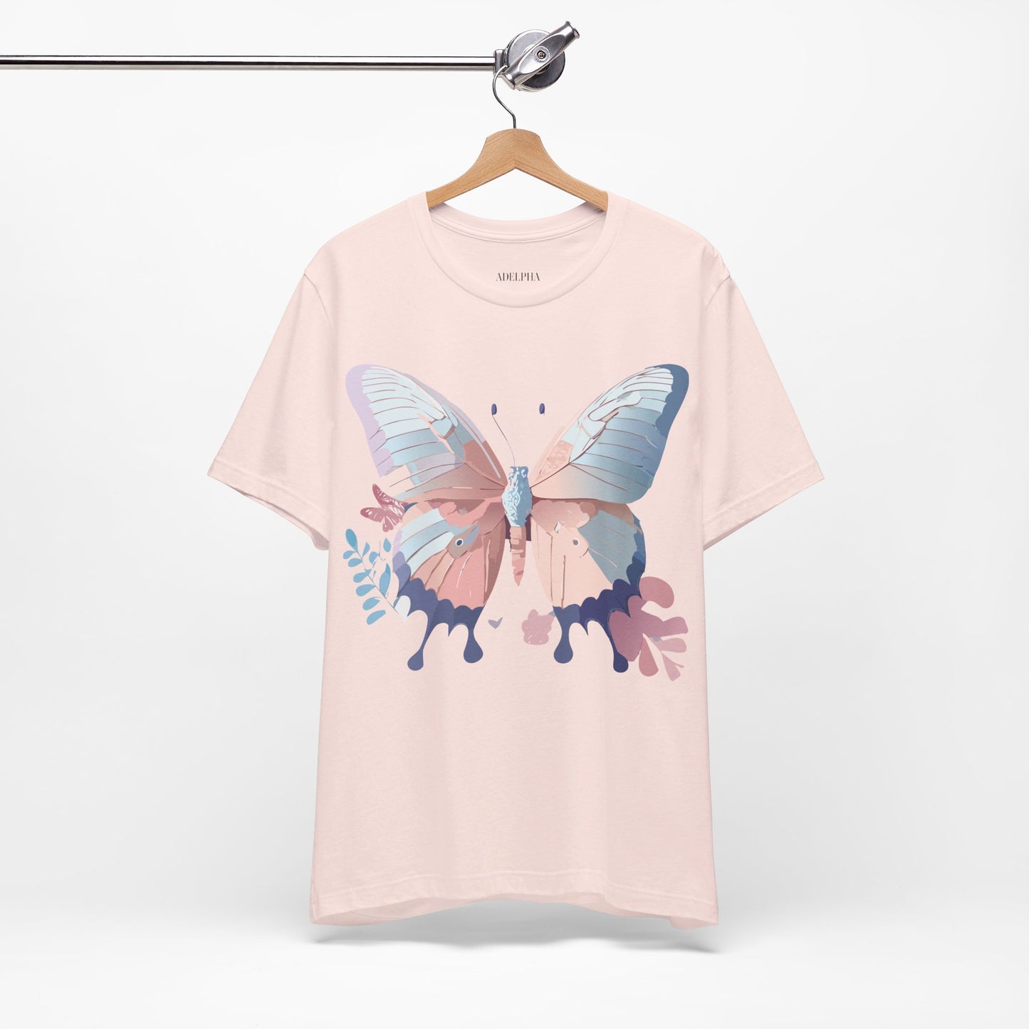 Natural Cotton Tee Shirt with Butterfly