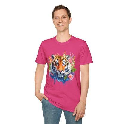 Tiger Print Unisex Gildan Softstyle Tee 64000 100 Percent Ring Spun Cotton