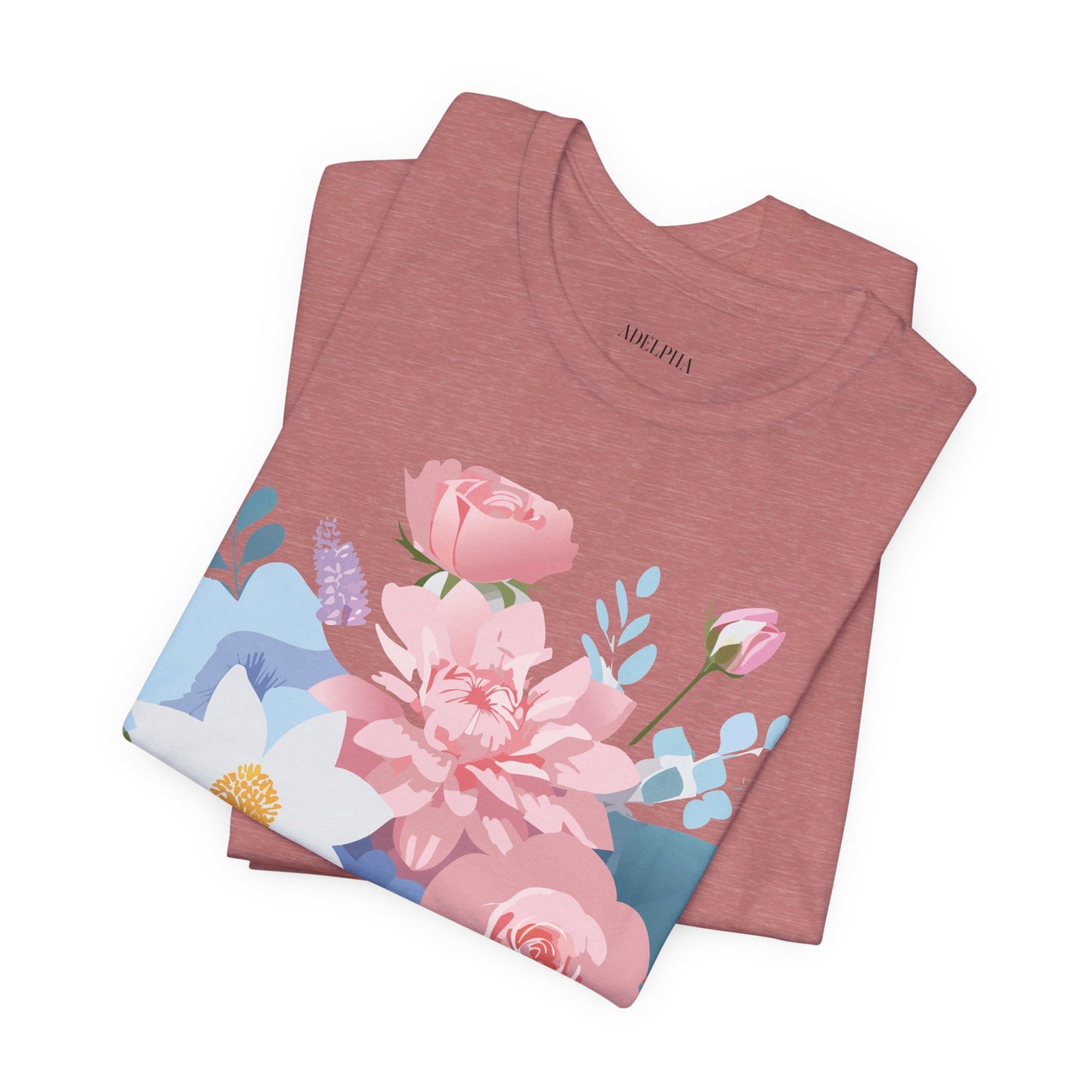 Natural Cotton Tee Shirt with Flowers