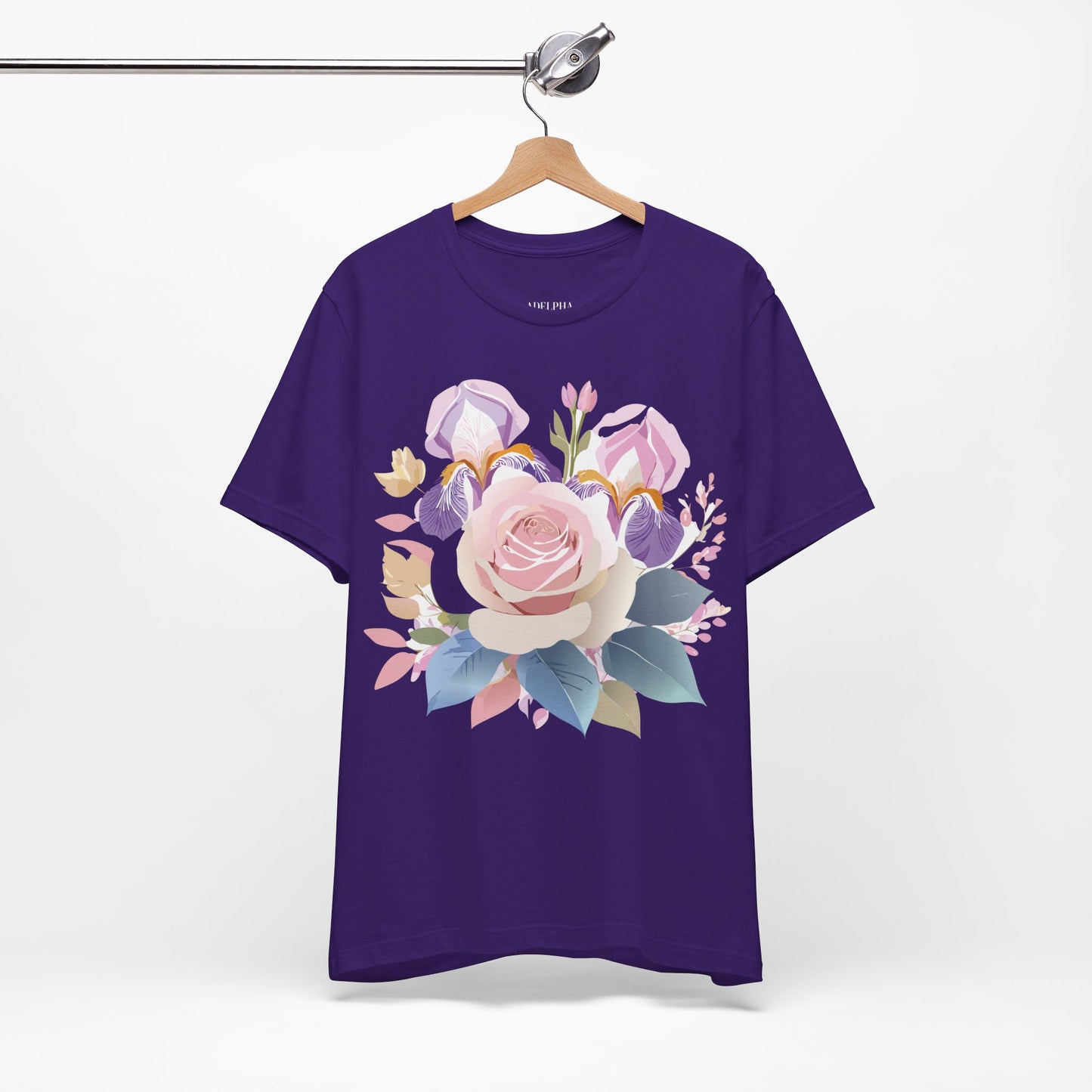 Natural Cotton Tee Shirt with Flowers