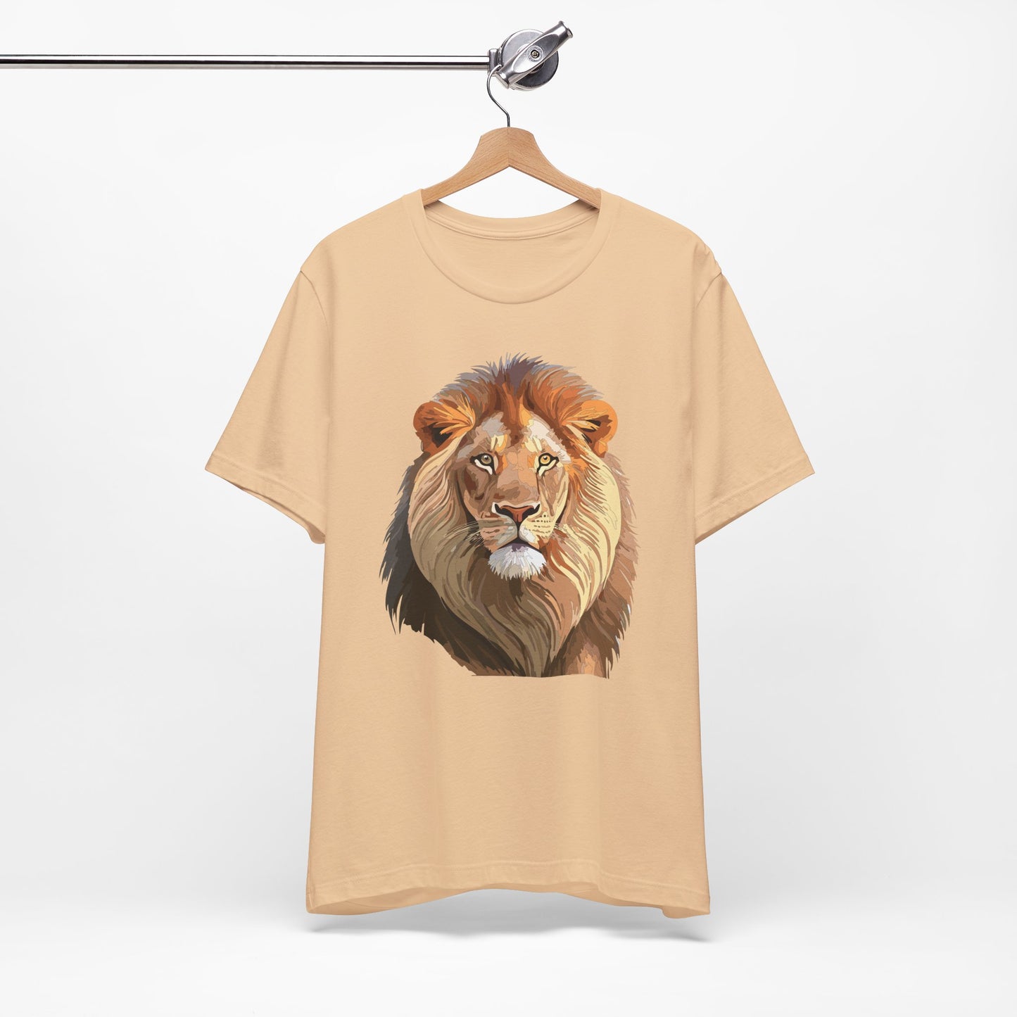 Safari Lion Head Illustration T-Shirt Unisex Cotton Realistic Lion Portrait Tee 3