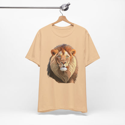 Safari Lion Head Illustration T-Shirt Unisex Cotton Realistic Lion Portrait Tee 3