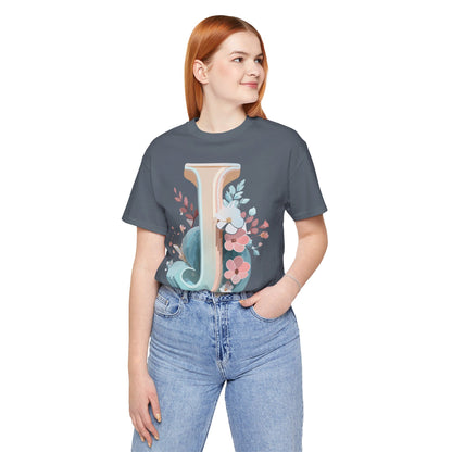 Natural Cotton Tee Shirt - Letters Collection - J Printify