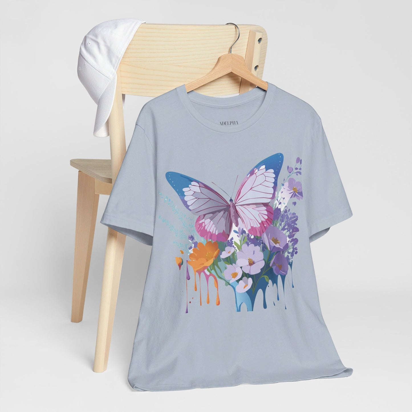 Natural Cotton Tee Shirt with Butterfly