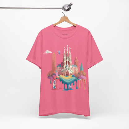 Natural Cotton Tee Shirt - Beautiful Places Collection - Barcelona Printify