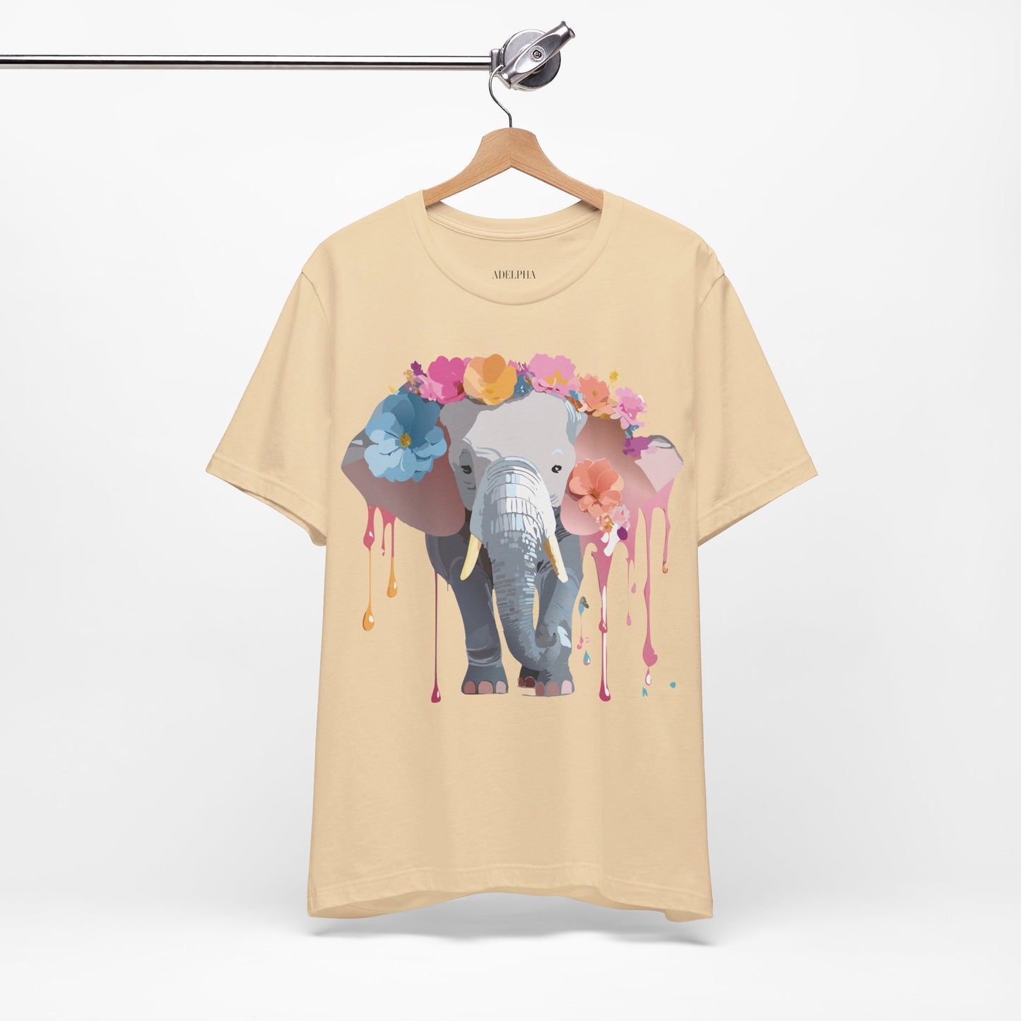 T-shirt en coton naturel avec motif éléphant