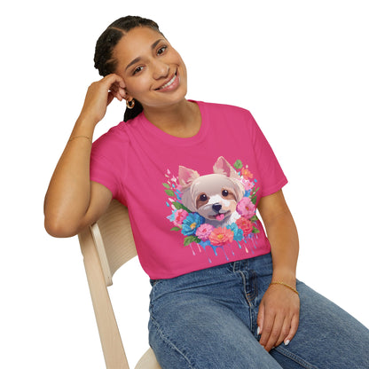 Unisex Gildan Softstyle Animal Print Dog Shirt Tee 100 Percent Cotton