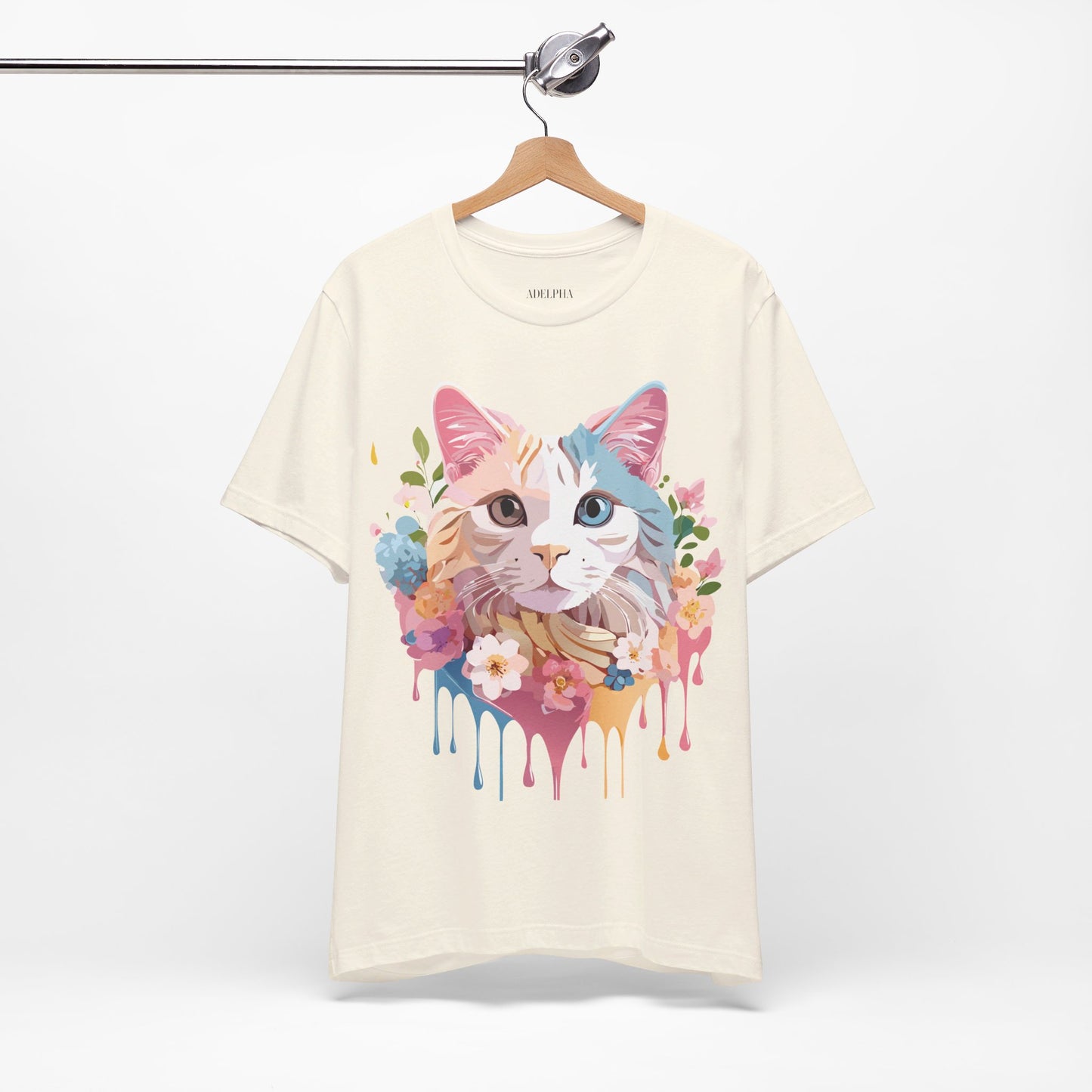 Natural Cotton Tee Shirt with Cat