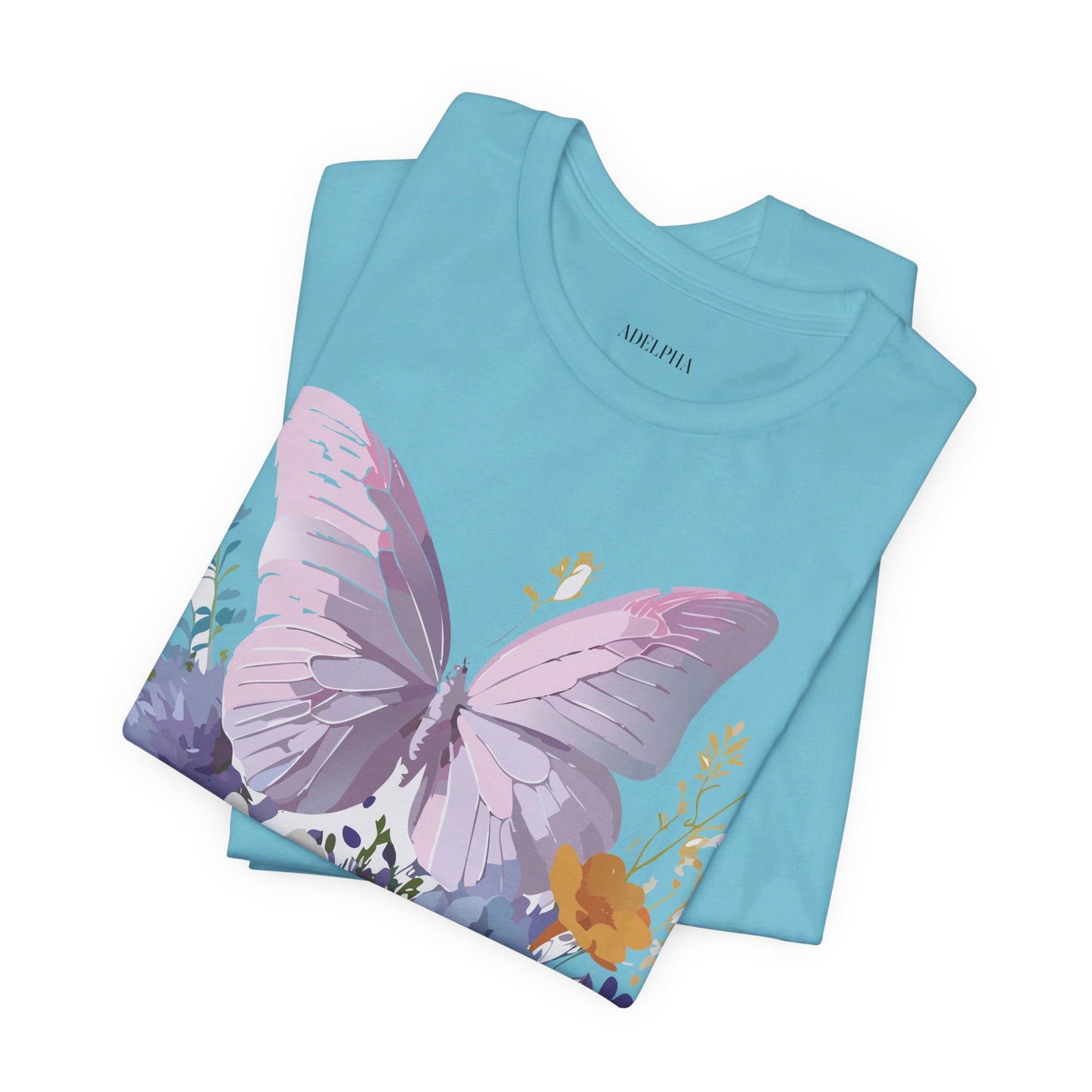 Natural Cotton Tee Shirt with Butterfly