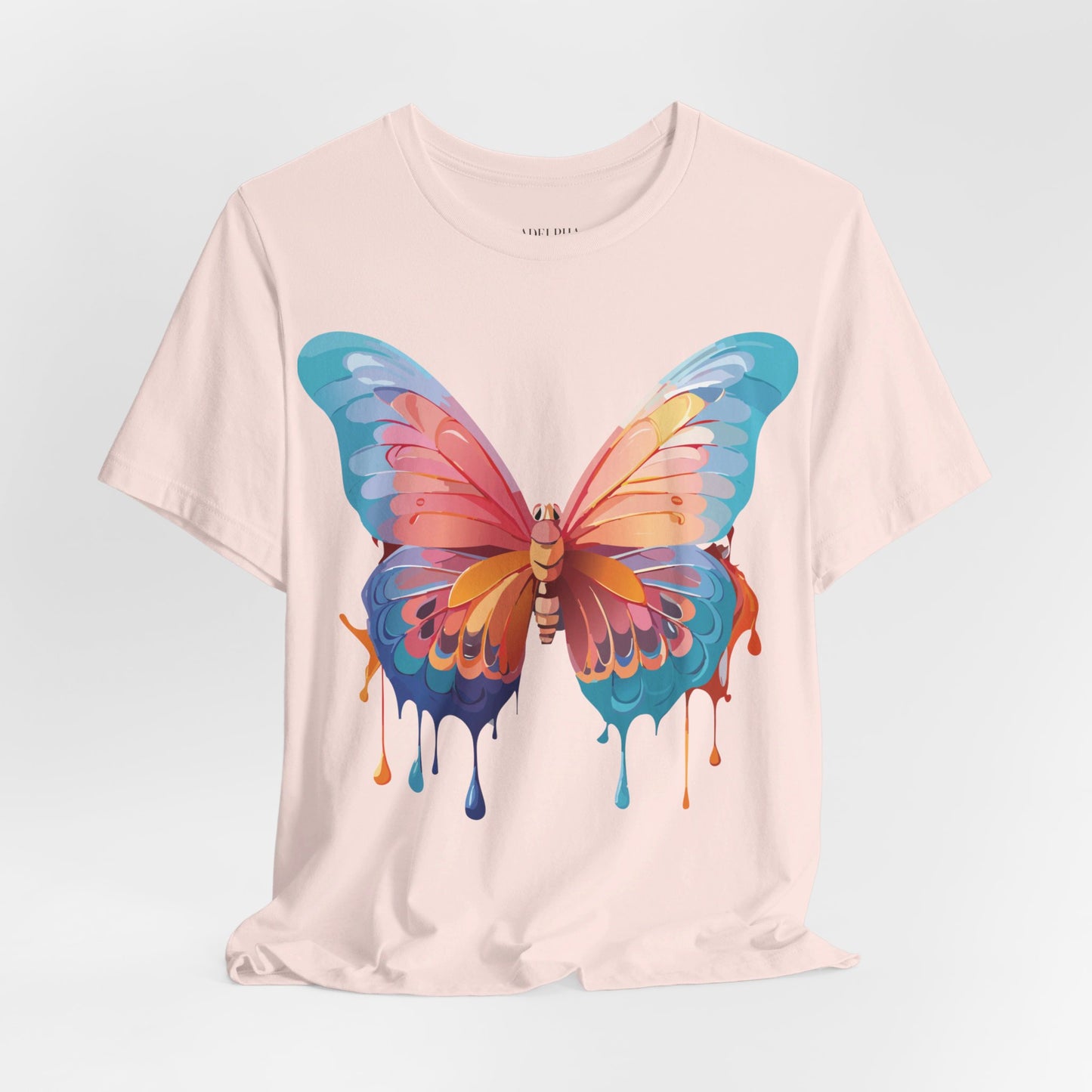 Natural Cotton Tee Shirt with Butterfly