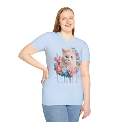 Cat Shirt Unisex Short Sleeve Cat Tee Kitten Design Gildan Softstyle 64000 Tee