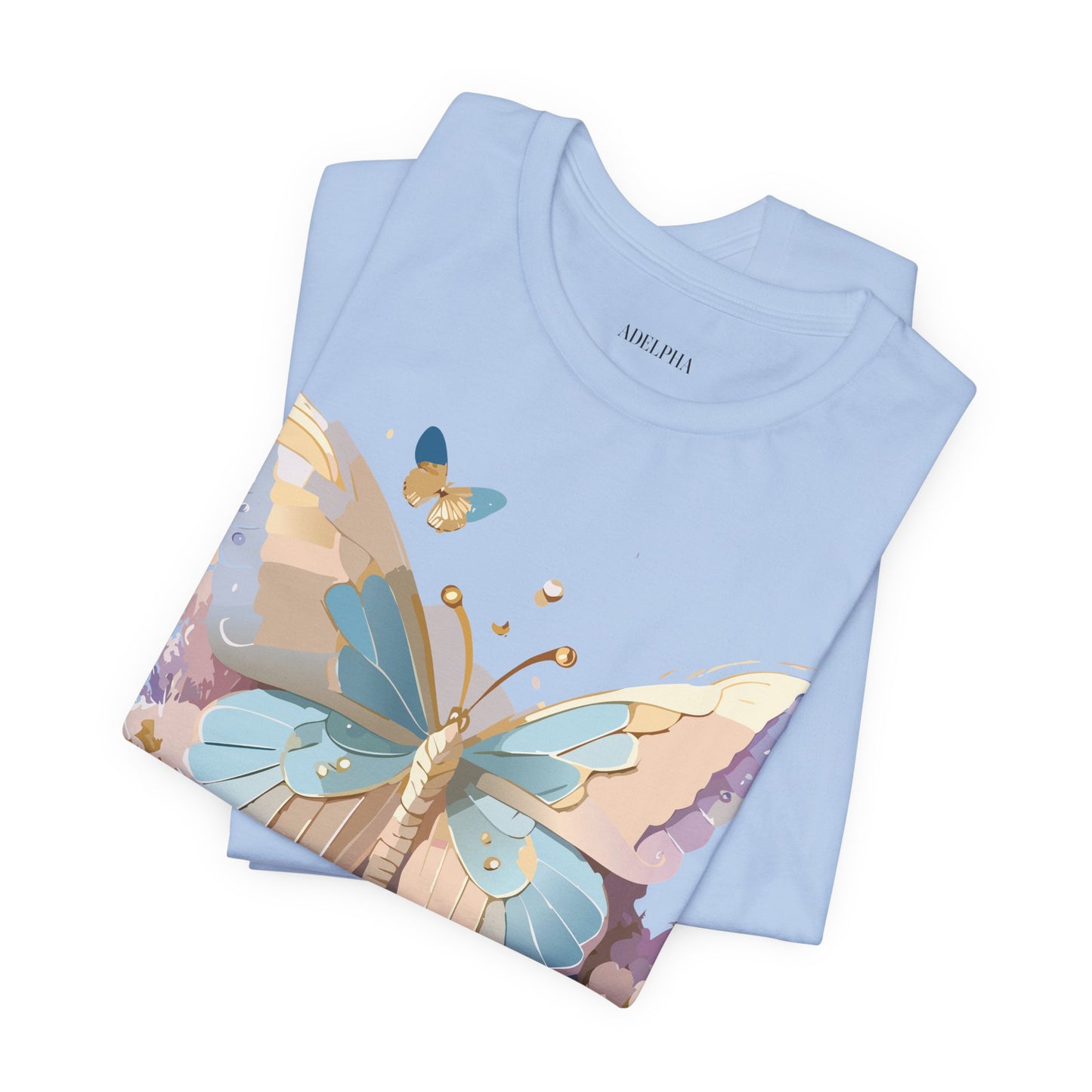 Natural Cotton Tee Shirt with Butterfly