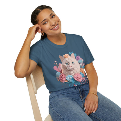 Cat Shirt Unisex Short Sleeve Cat Tee Kitten Design Gildan Softstyle 64000 Tee