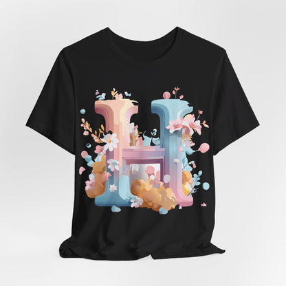 Natural Cotton Tee Shirt - Letters Collection - H Printify