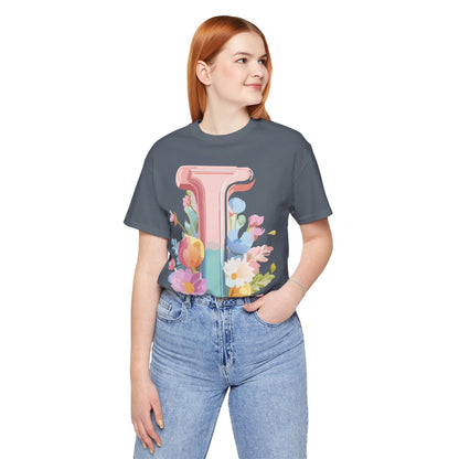 Natural Cotton Tee Shirt - Letters Collection - I Printify