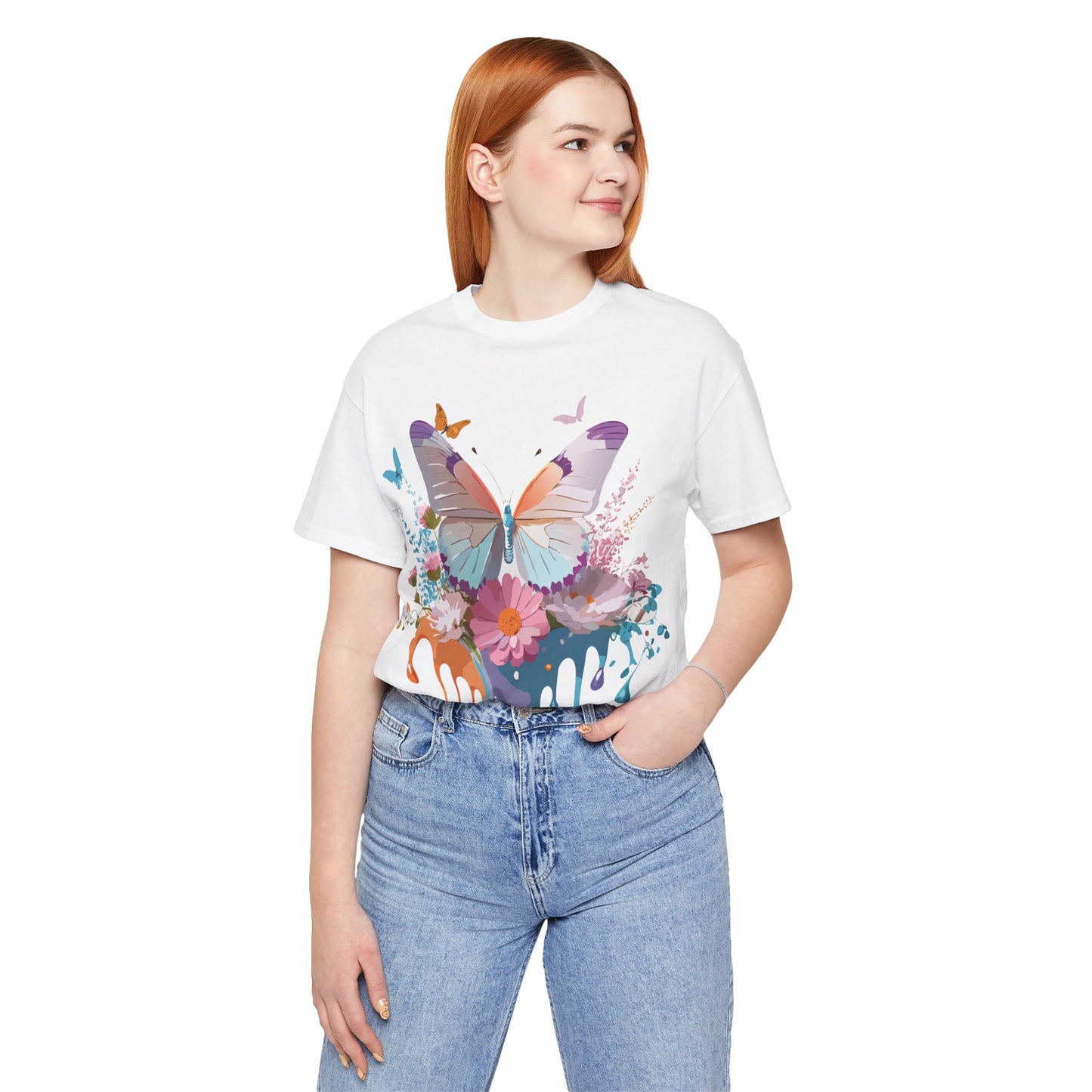 T-shirt en coton naturel avec papillon