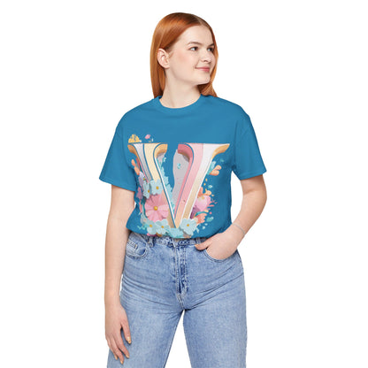 Natural Cotton Tee Shirt - Letters Collection - V Printify