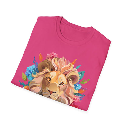 Lion Shirt Unisex Floral Lion Tee Gildan Softstyle 64000 Lightweight Cotton Tee