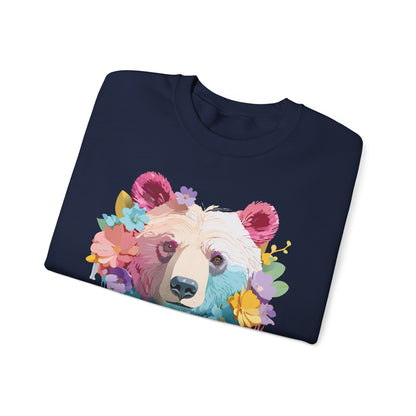Unisex Floral Bear Sweatshirt Gildan 18000 Art Design Animals