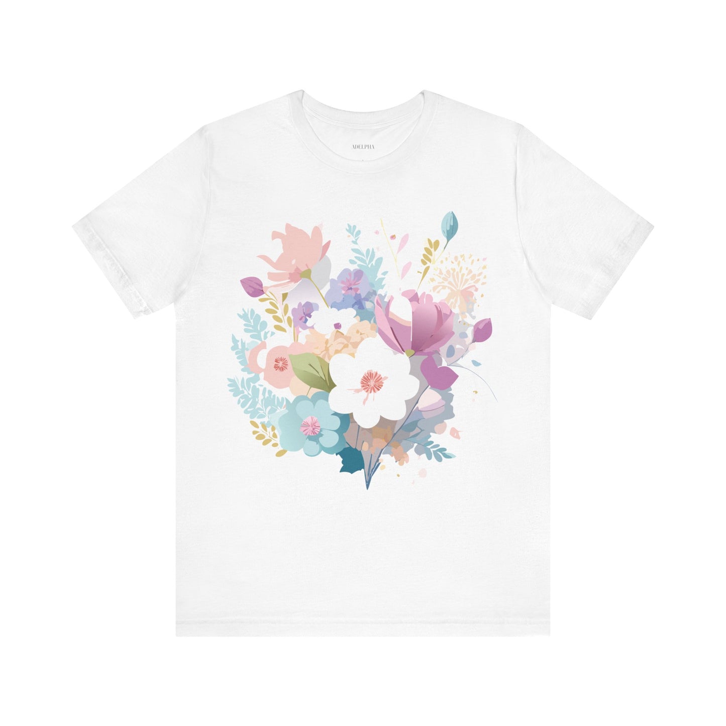 Natural Cotton Tee Shirt with Flowers