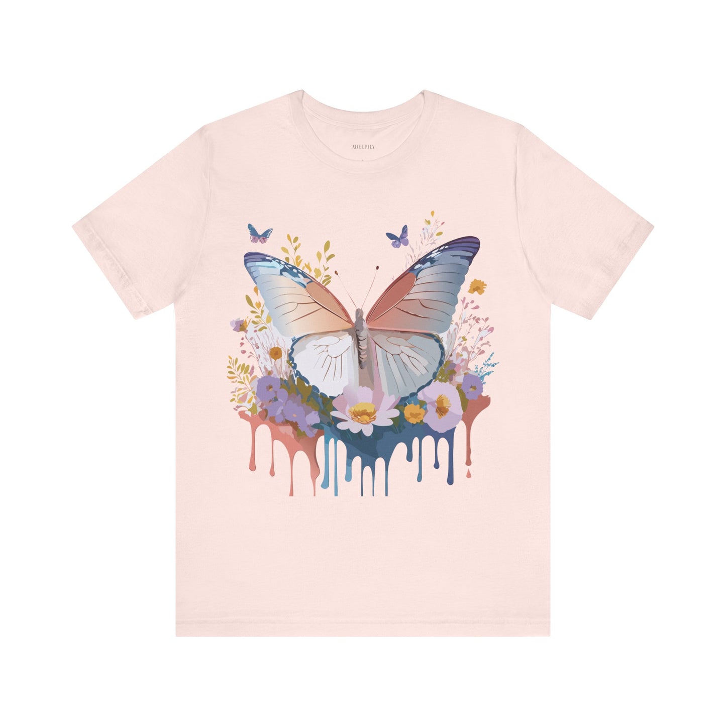 Natural Cotton Tee Shirt with Butterfly