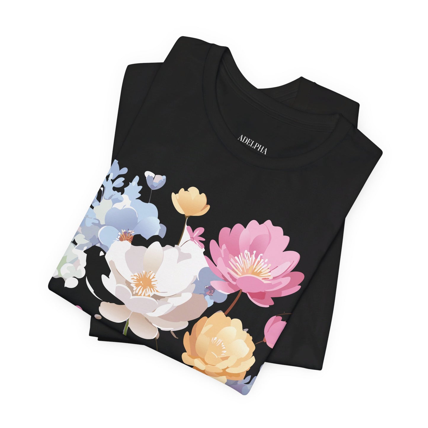 Natural Cotton Tee Shirt with Flowers