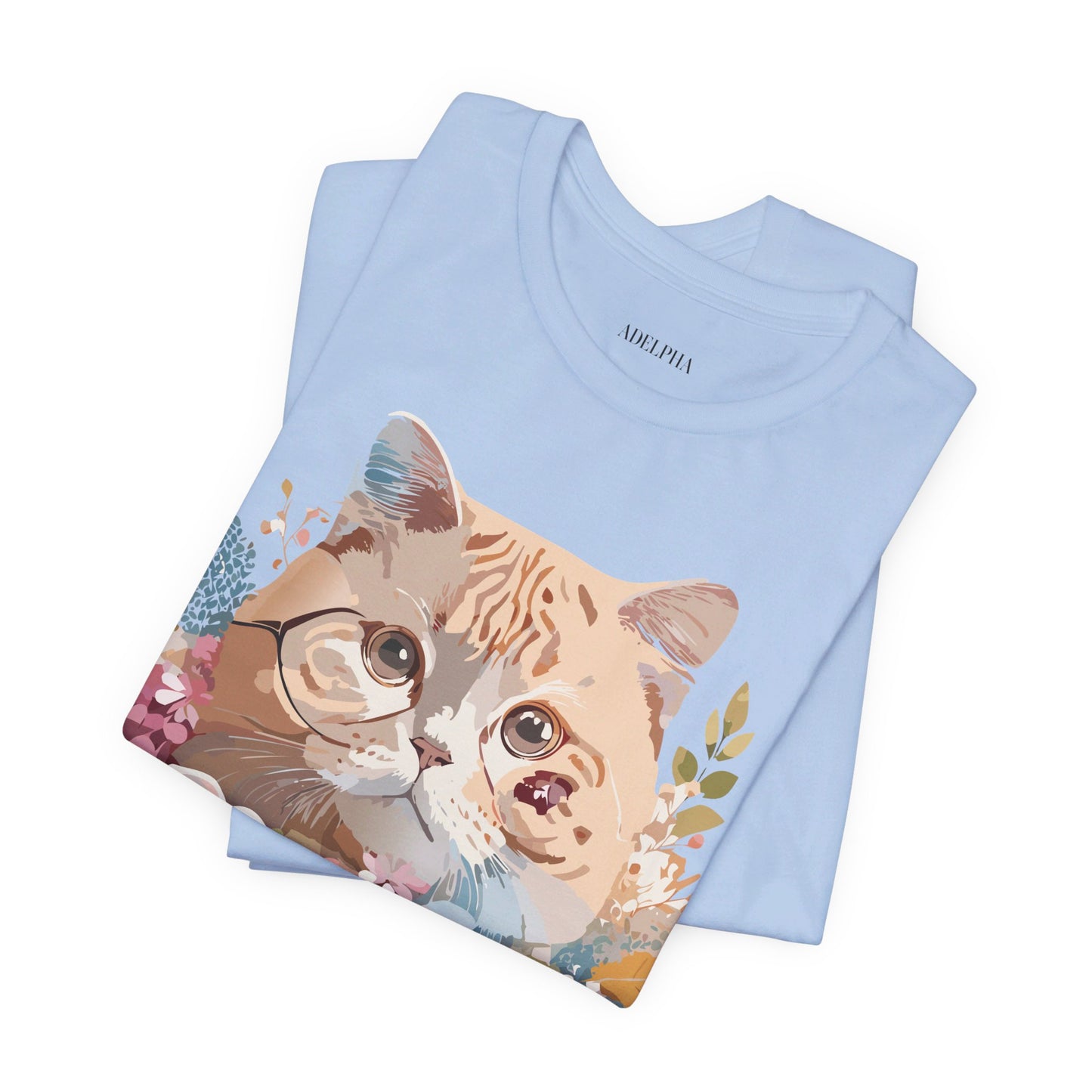 Natural Cotton Tee Shirt with Cat