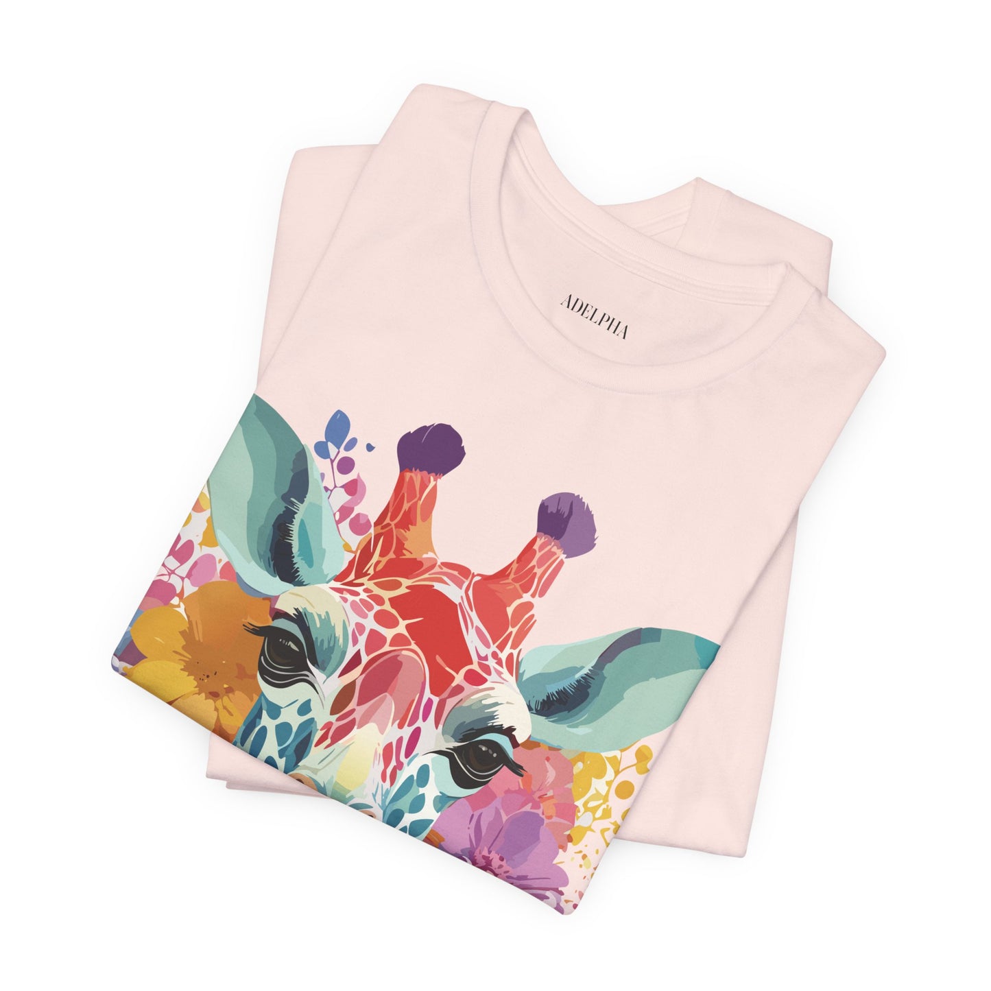 Natural Cotton Tee Shirt with Giraffe