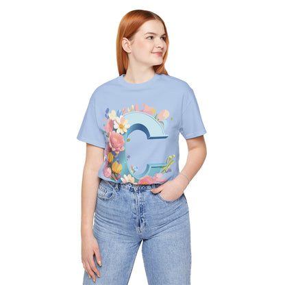 Natural Cotton Tee Shirt - Letters Collection - C Printify