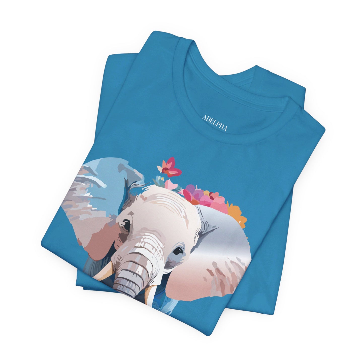 T-shirt en coton naturel avec motif éléphant