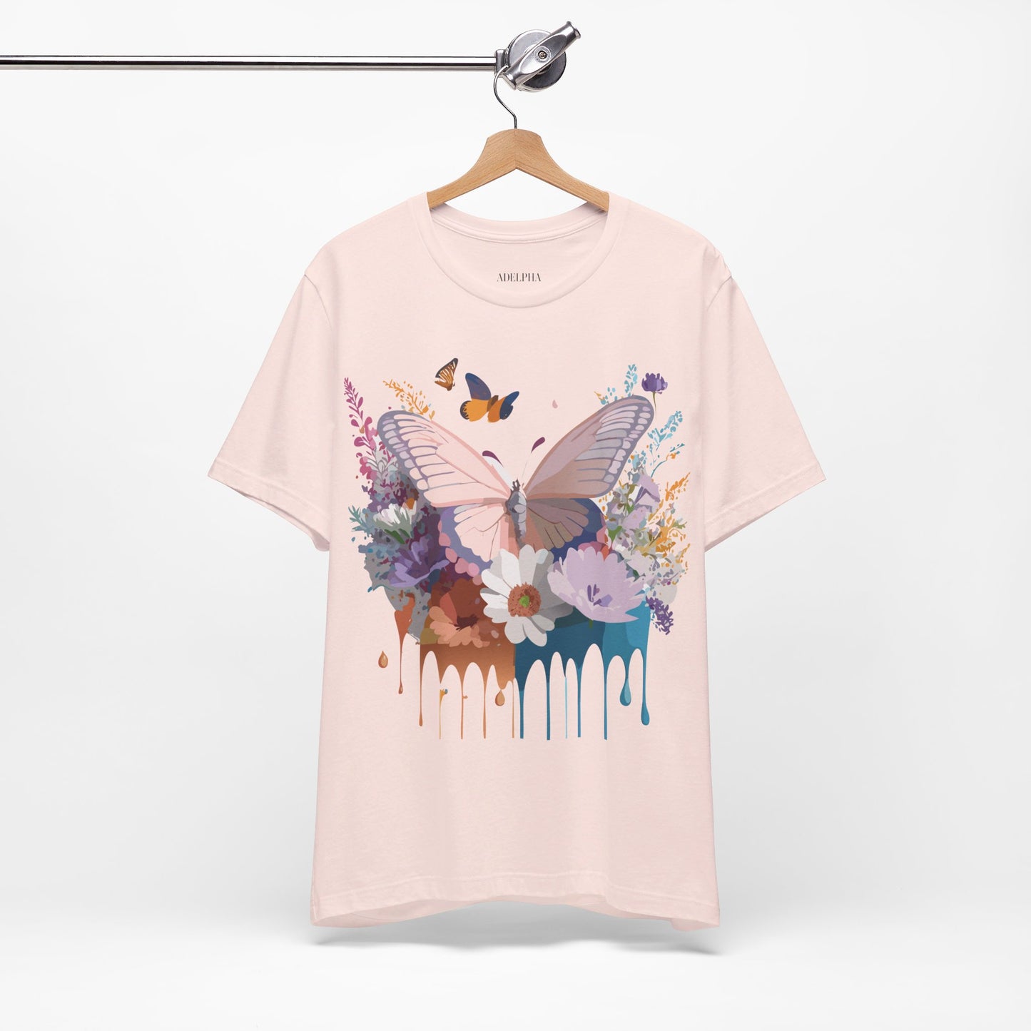 Natural Cotton Tee Shirt with Butterfly