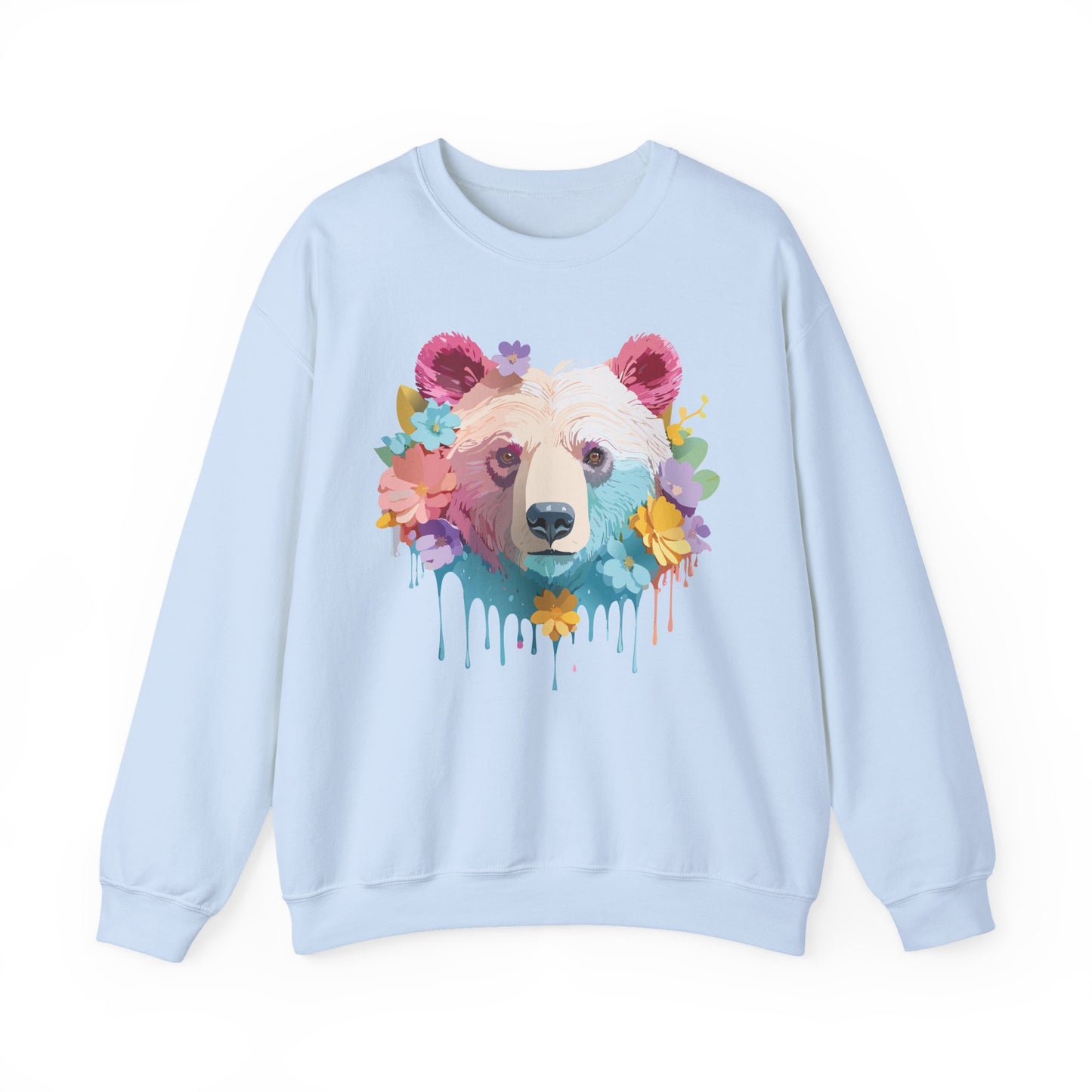 Unisex Floral Bear Sweatshirt, Animals Sweatshirt, Floral Sweatshirt, Art Design Sweatshirt