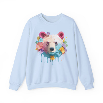 Unisex Floral Bear Sweatshirt Gildan 18000 Art Design Animals