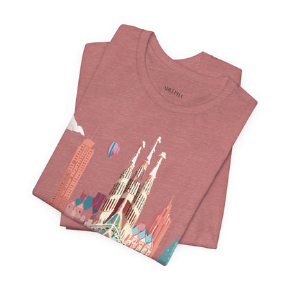 Natural Cotton Tee Shirt - Beautiful Places Collection - Barcelona Printify