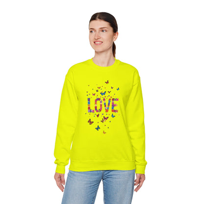 Unisex Floral Love Sweatshirt Fifty Fifty Cotton Poly Valentines Day