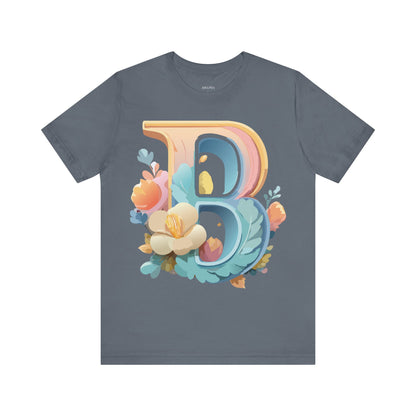 Natural Cotton Tee Shirt - Letters Collection - B Printify