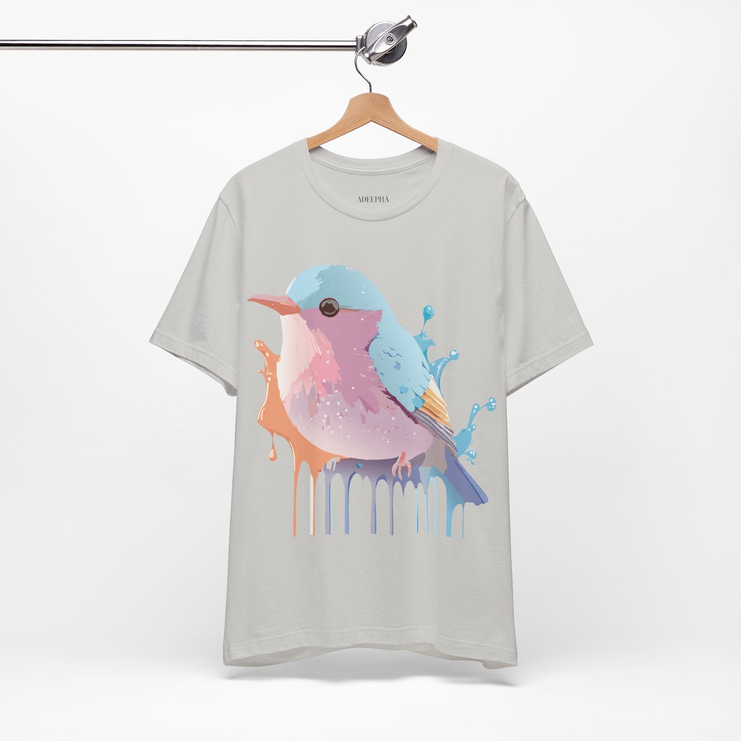 Natural Cotton Tee Shirt with Bird