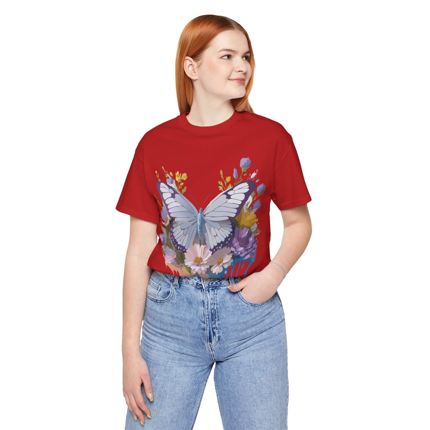 Natural Cotton Tee Shirt with Butterfly