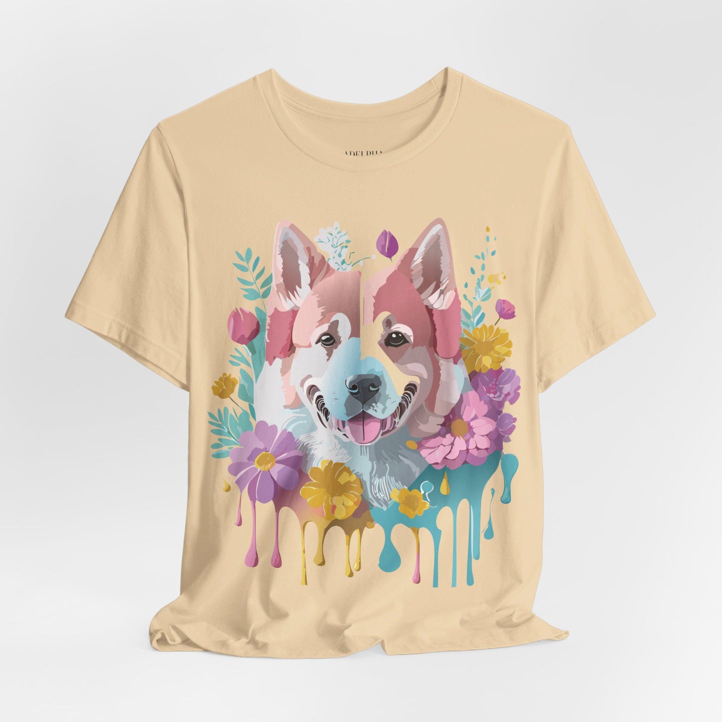 Natural Cotton Tee Shirt with Dog