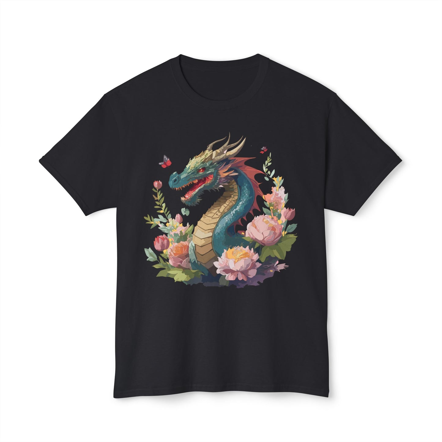 Dragon T-Shirt, Vintage Dragon Tee, Floral Tees, Dragon Art Design Shirt, Tee Shirt with Dragon 8
