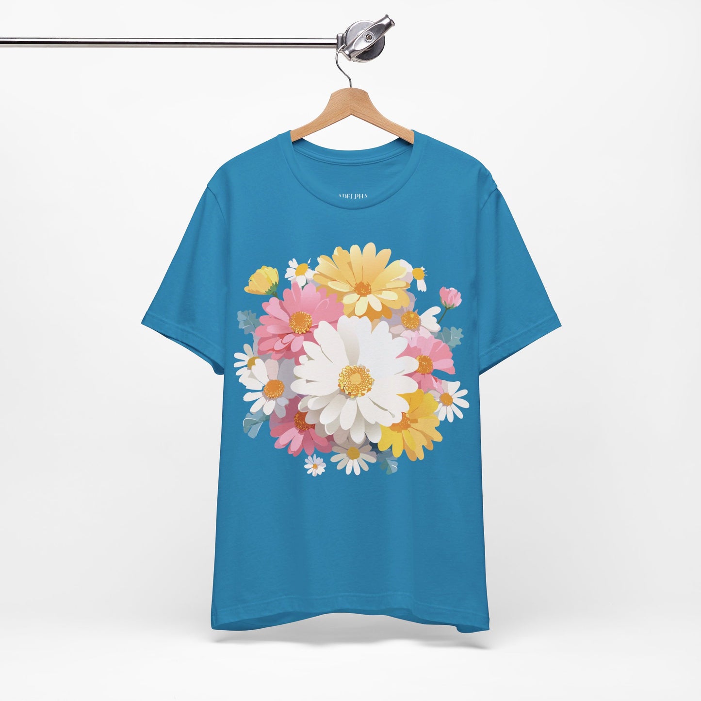 T-shirt en coton naturel avec fleurs