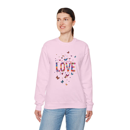 Unisex Floral Love Sweatshirt Fifty Fifty Cotton Poly Valentines Day