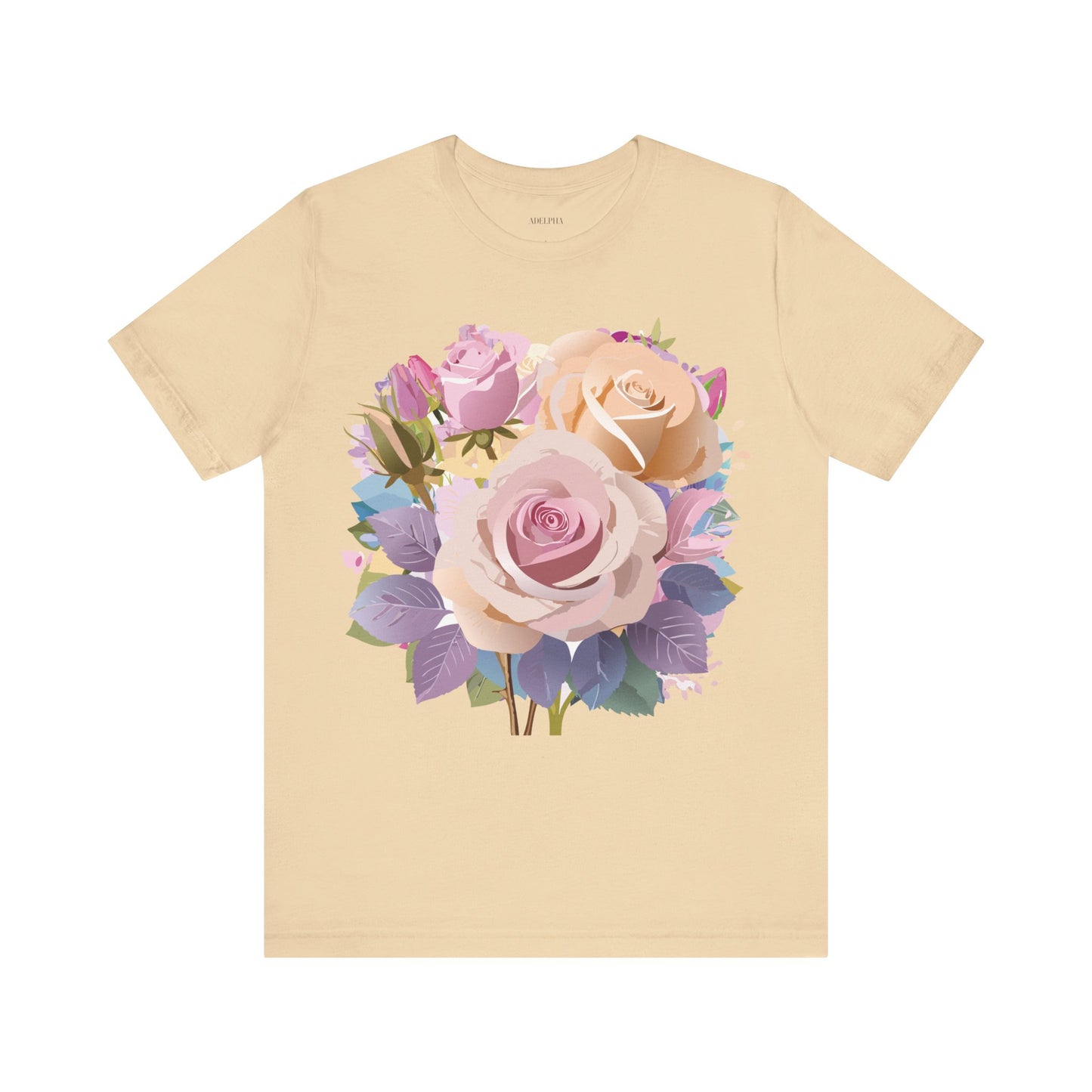 Natural Cotton Tee Shirt with Flowers