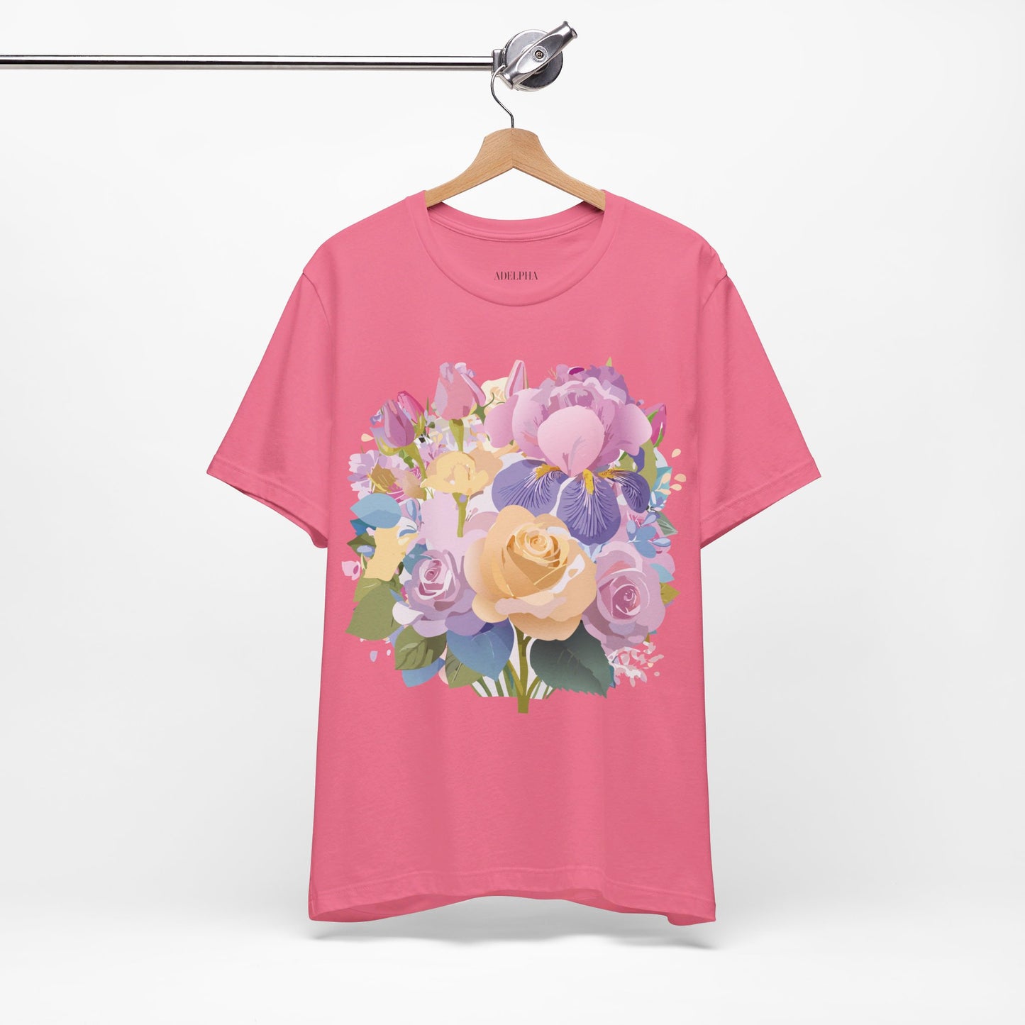 Natural Cotton Tee Shirt with Flowers