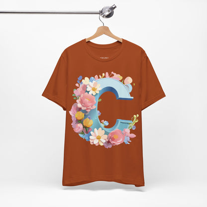 Natural Cotton Tee Shirt - Letters Collection - C Printify