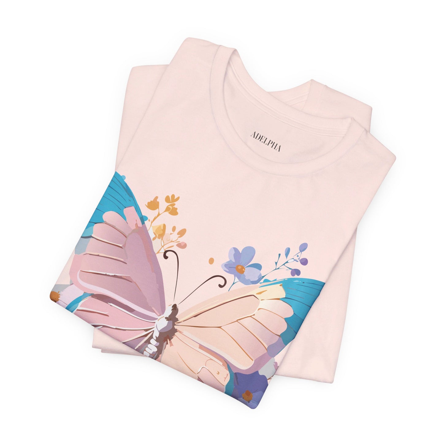 Natural Cotton Tee Shirt with Butterfly