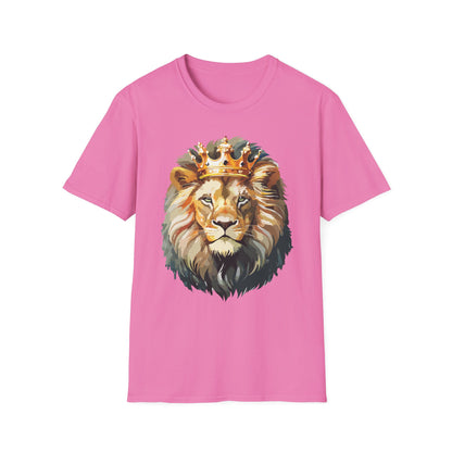 Unisex Lion Print T Shirt Softstyle 64000 One Hundred Percent Ring Spun Cotton