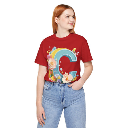 Natural Cotton Tee Shirt - Letters Collection - C Printify